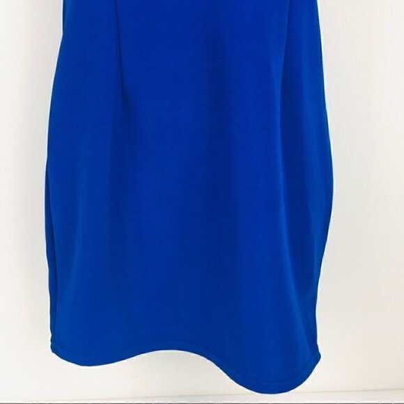Royal Blue Large Pearl  Neckline Mini Dress - Picture 4 of 6